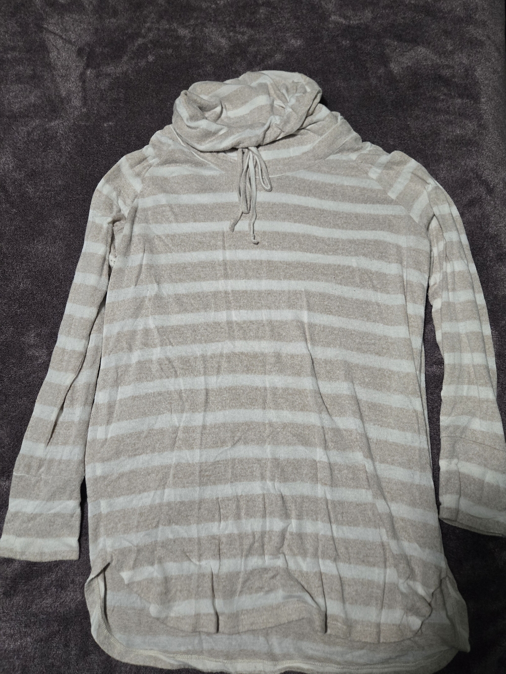 Market & Spruce Striped Cowl Neck Sweater - Beige & Cream